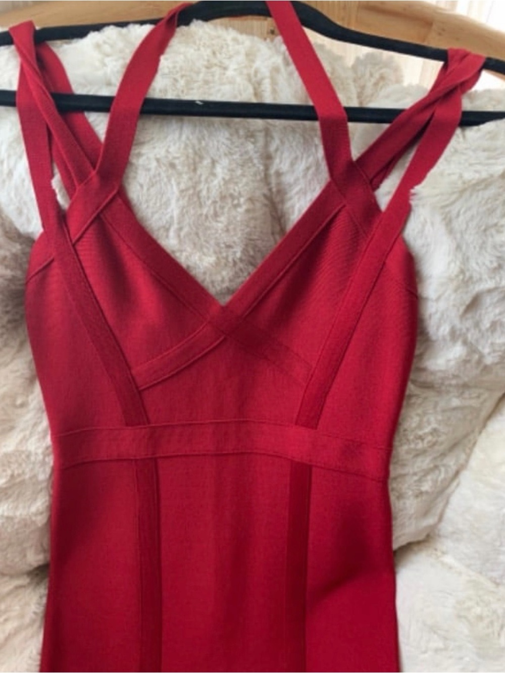 Red BEBE Bandage Midi Dress - Picture 3 of 4